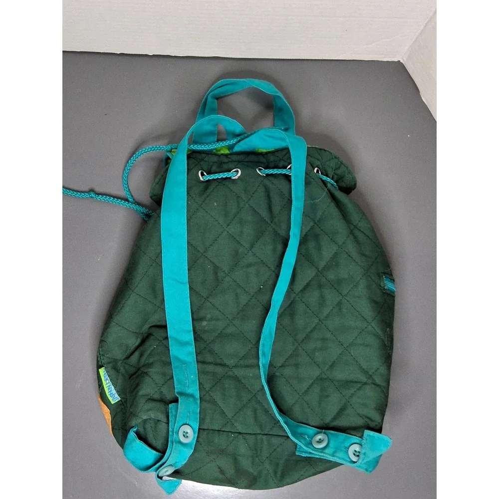 Stephen Joseph Kids Quilted Dinosaur Backpack Green Teal T-Rex Drawstring Bag